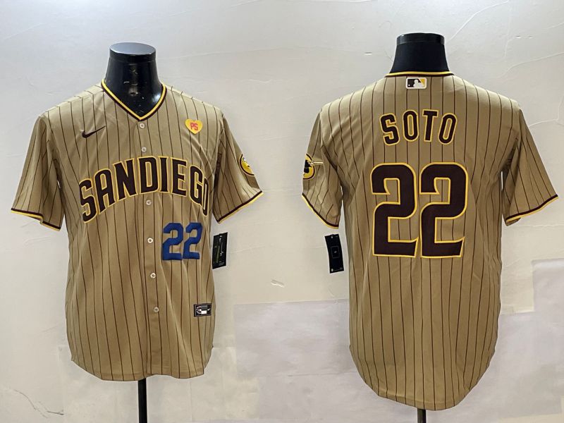 Men San Diego Padres #22 Soto Brown Stripe Game 2025 Nike MLB Jersey style 4